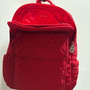 Vera Bradley Red Quilted Backpack with Water-Resistant Finish